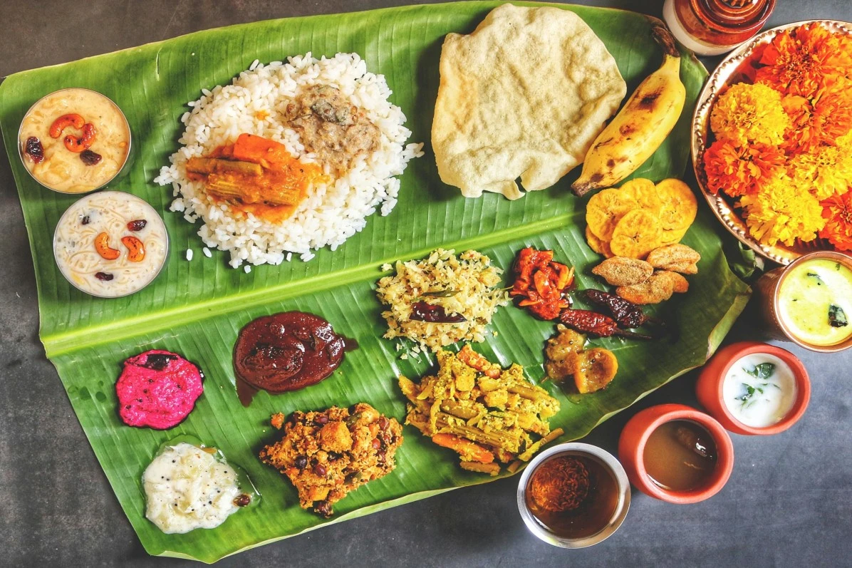 kerala food , served on Banana leaf