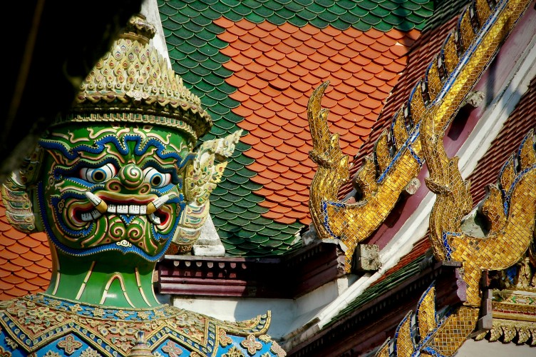 Colorful temple statue in Isan, Thailand.