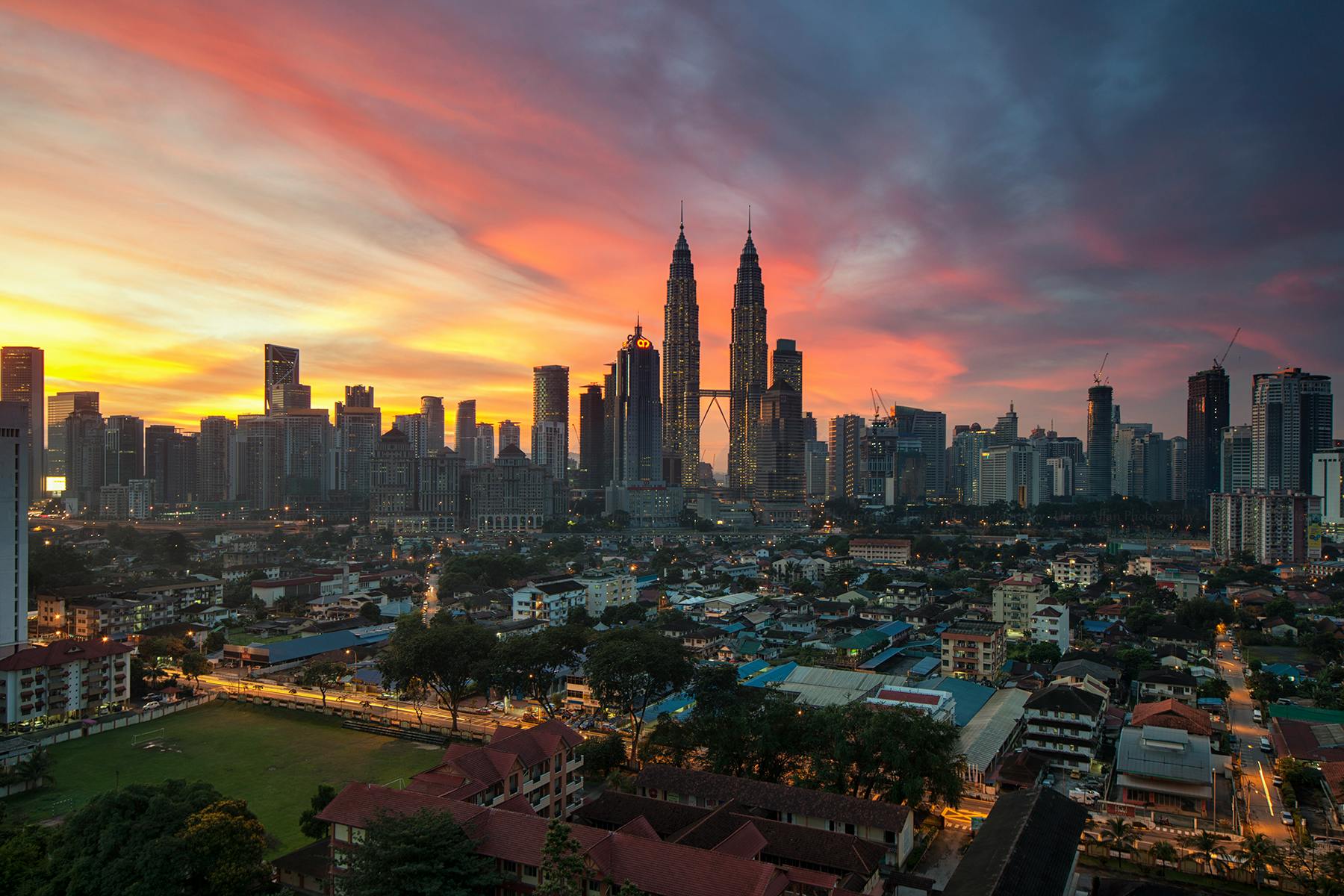 scenic evening view of kuala lumpur, malaysia.