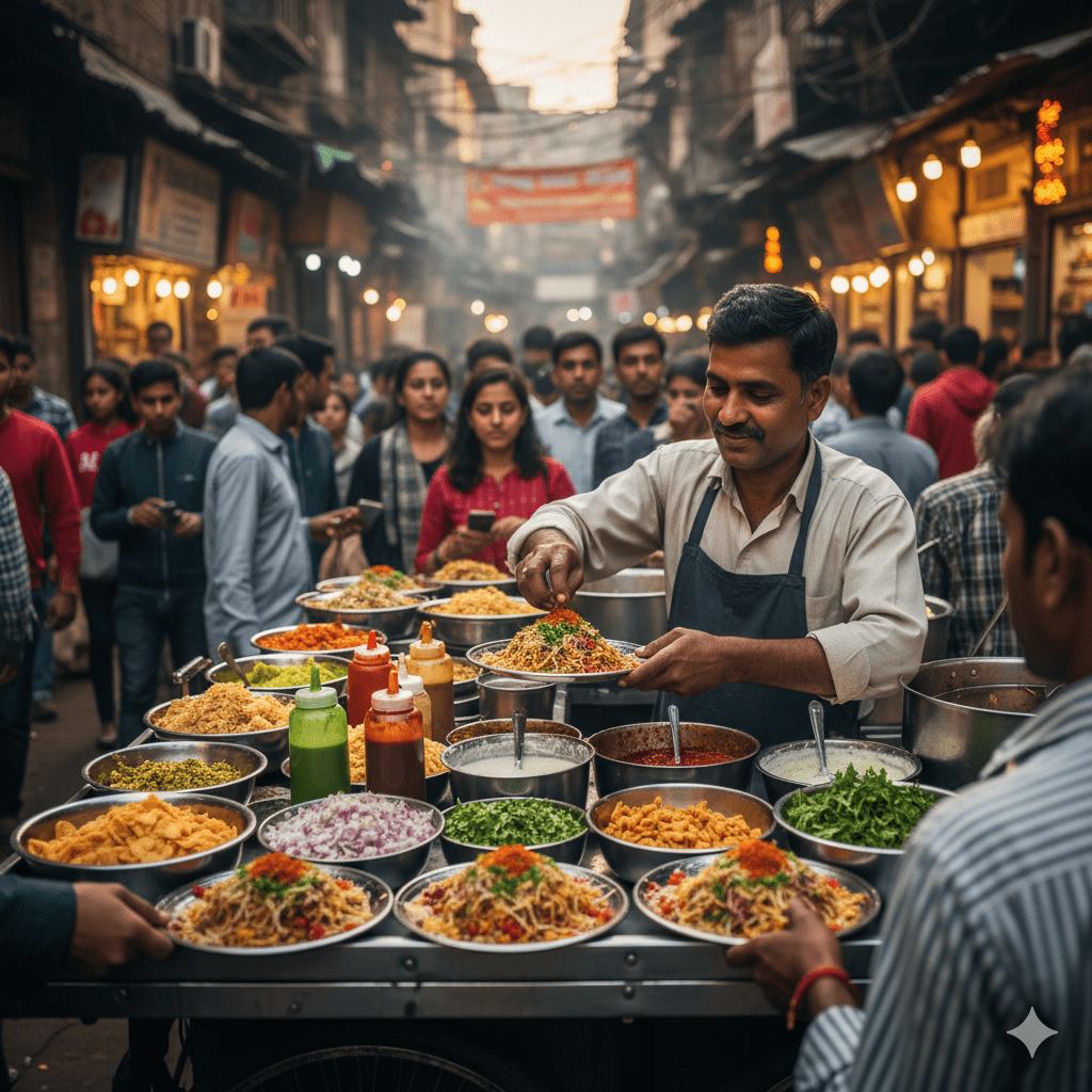 Indian street chaat in Chandni Chowk