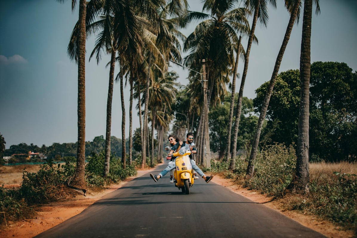 Scooter ride on the roads of goa