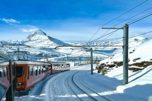 Switzerland Train view with snow