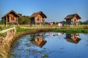 small huts stay in Majuli