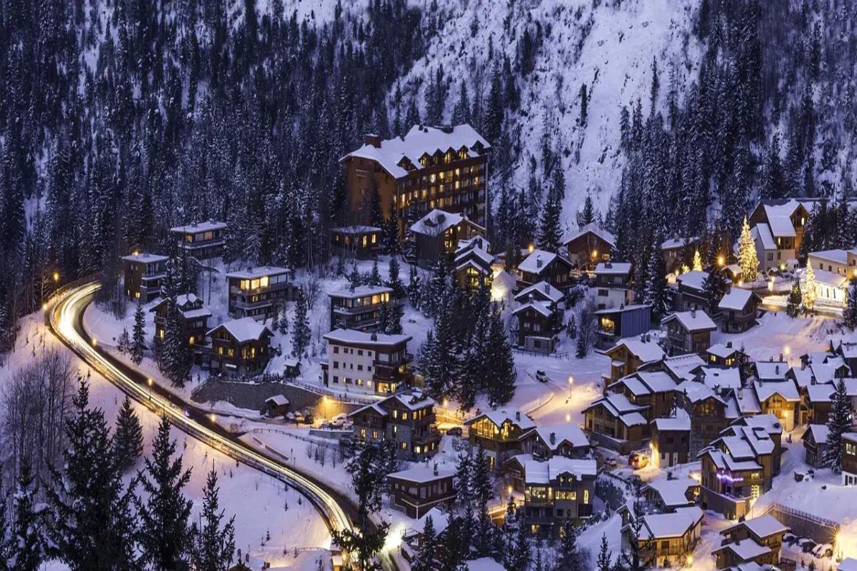 Europe in winter snow