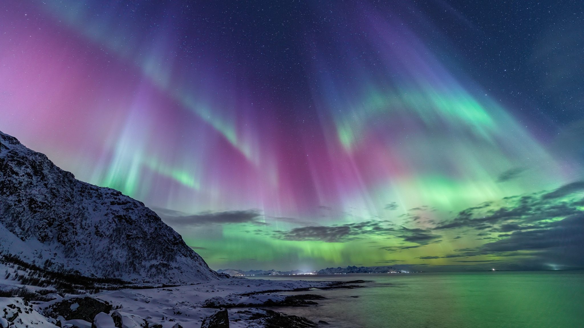 Northern Lights dancing across the Arctic night sky