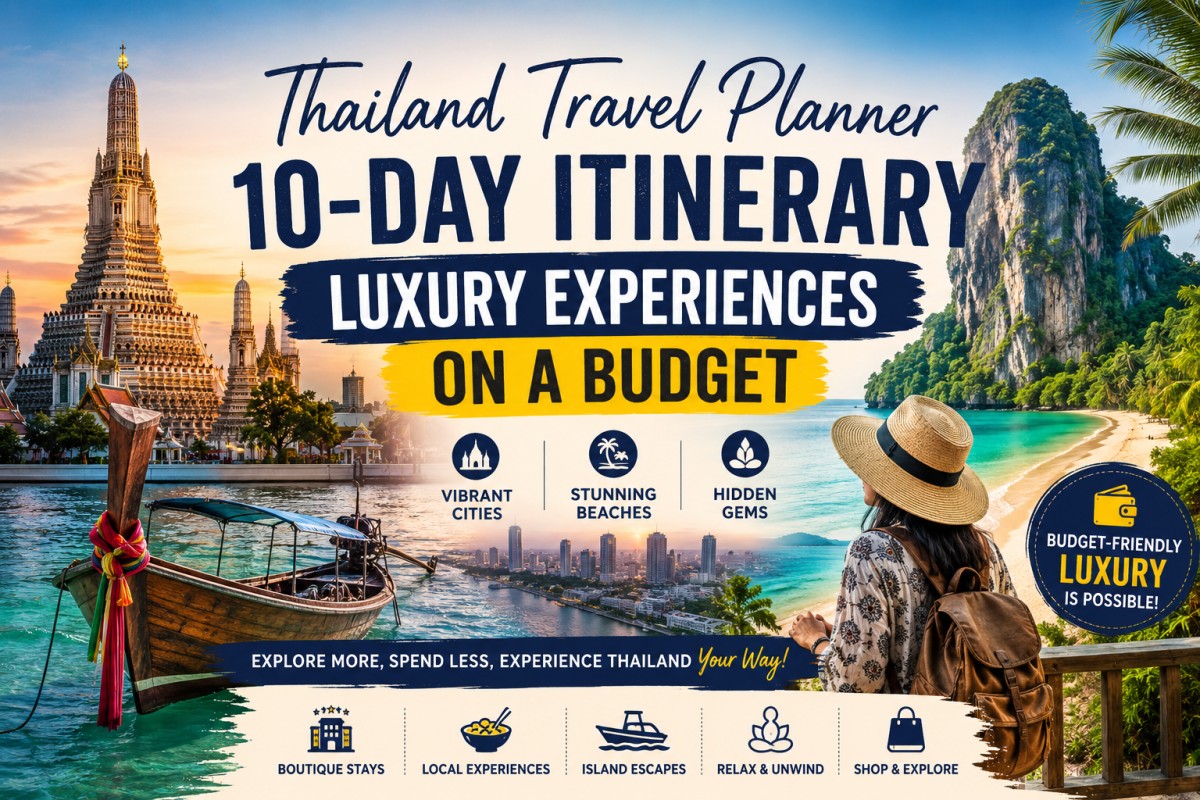 Explore Thailand for 10 days with a budget-friendly luxury itinerary covering Bangkok, Chiang Mai, Krabi, and offbeat island escapes.